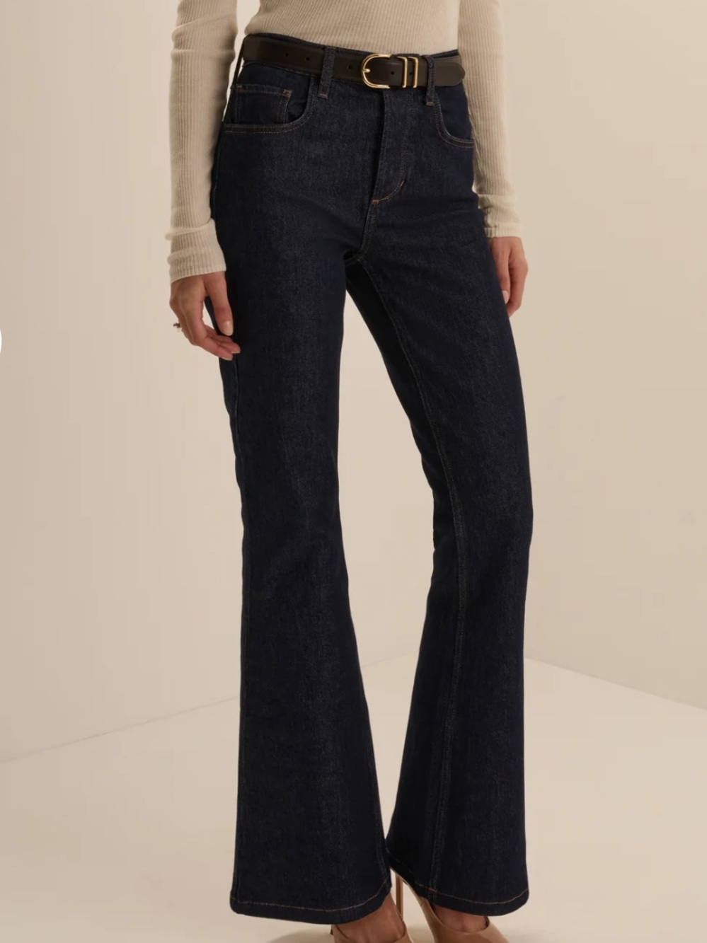 FAVORITE DAUGHTER The Maurice Mid Rise Flare Oxford Jeans